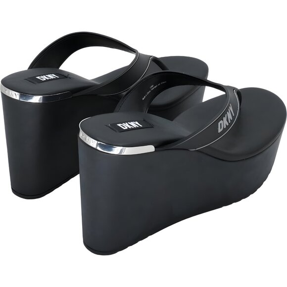 DKNY Trina Platform Wedge Thong Black Women's US 10 M - Picture 3 of 6